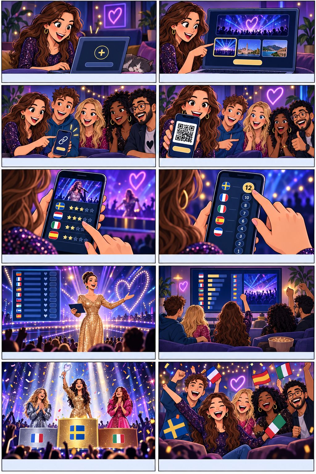 Comic strip explaining online Eurovision voting
